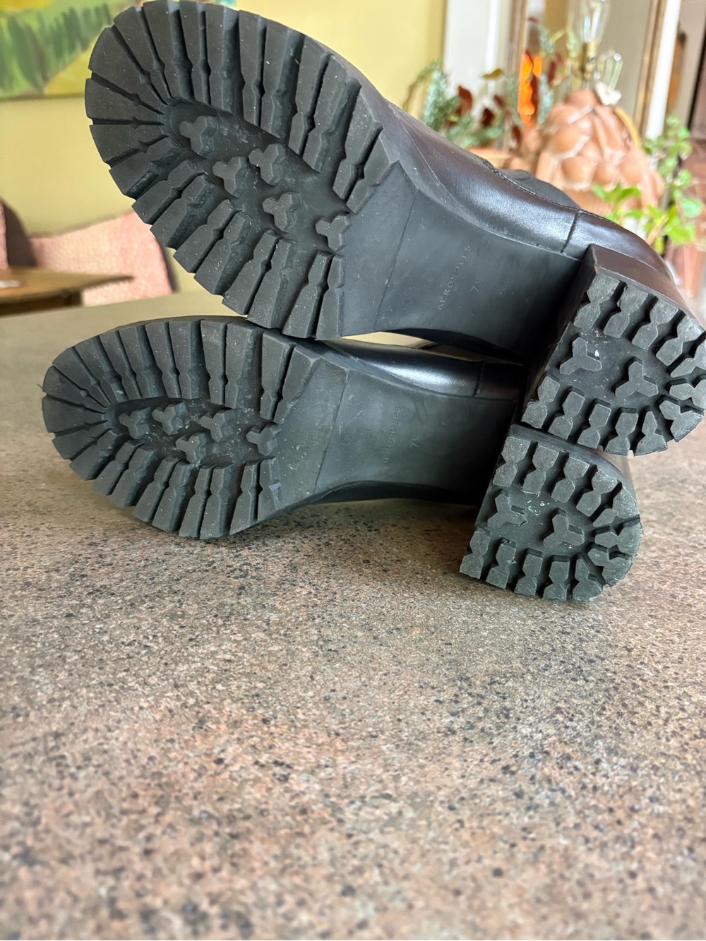 Leather boots, size 7.5, heel and lug sole- very smart! - Picture 3 of 6